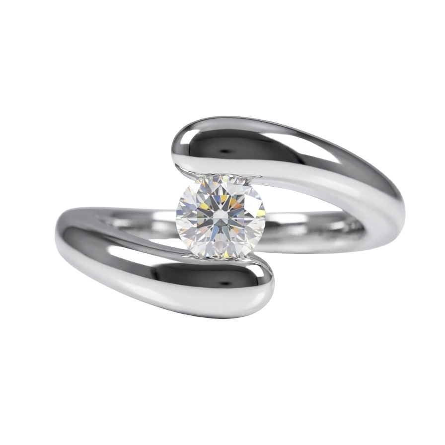 Anillo de promesa Anillo Suspensión Cuerpo Fluido - Moissanita y Plata 925 - Joyería Aceves