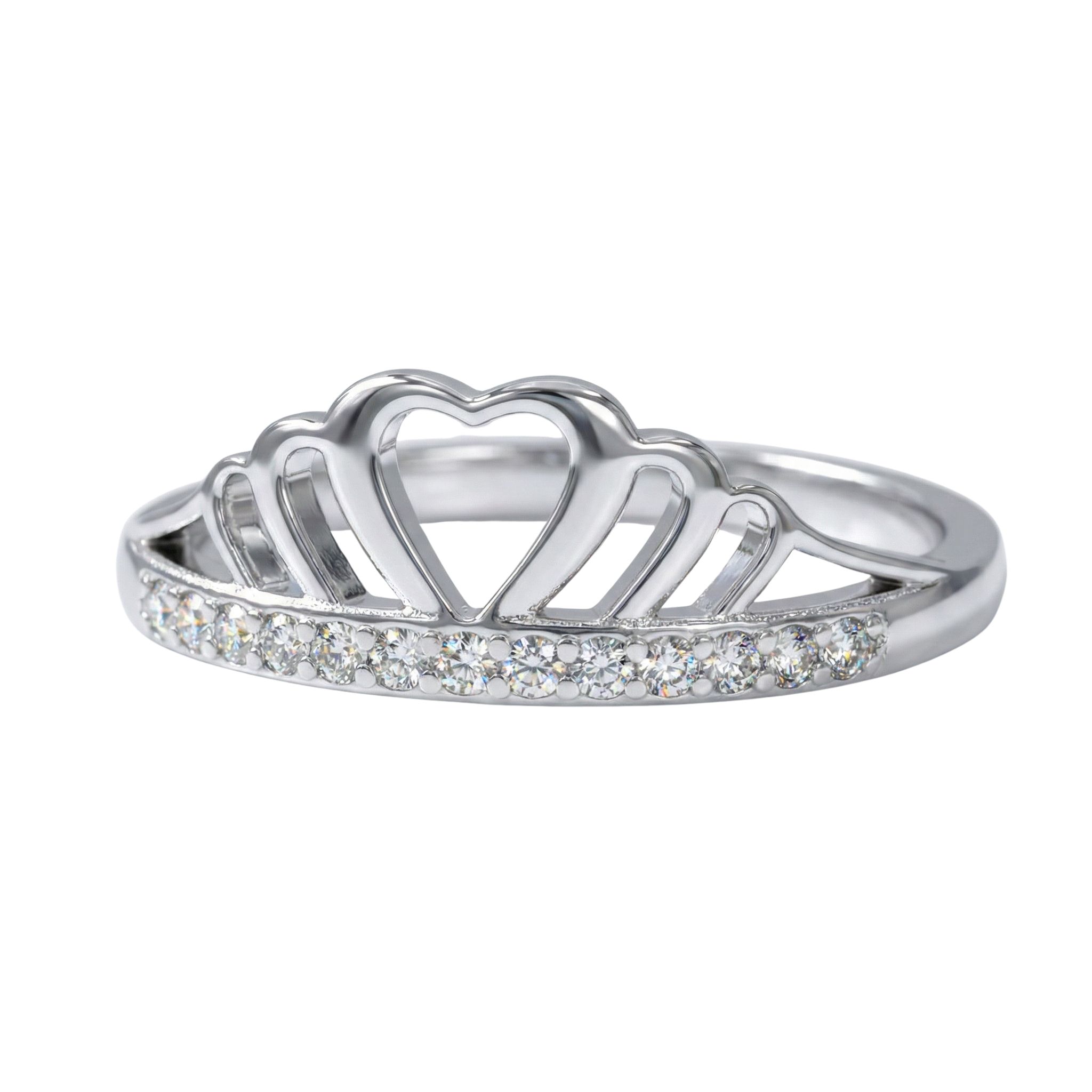 Anillo de promesa Anillo Tiara de Princesa - Plata y Moissanita - Joyería Aceves