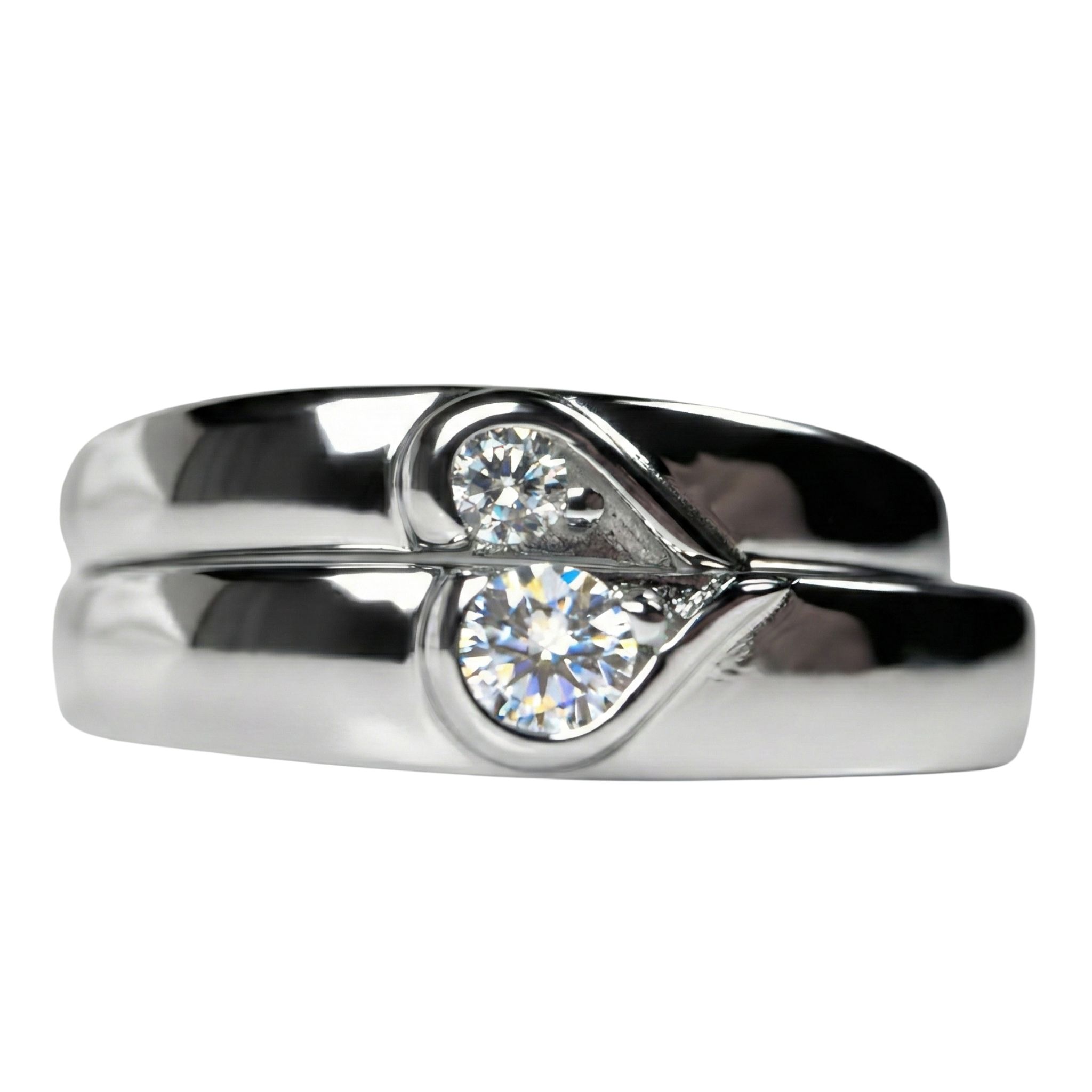 Anillo de promesa Anillos de Corazón Matching Aceves – Moissanita y Plata 925 - Joyería Aceves