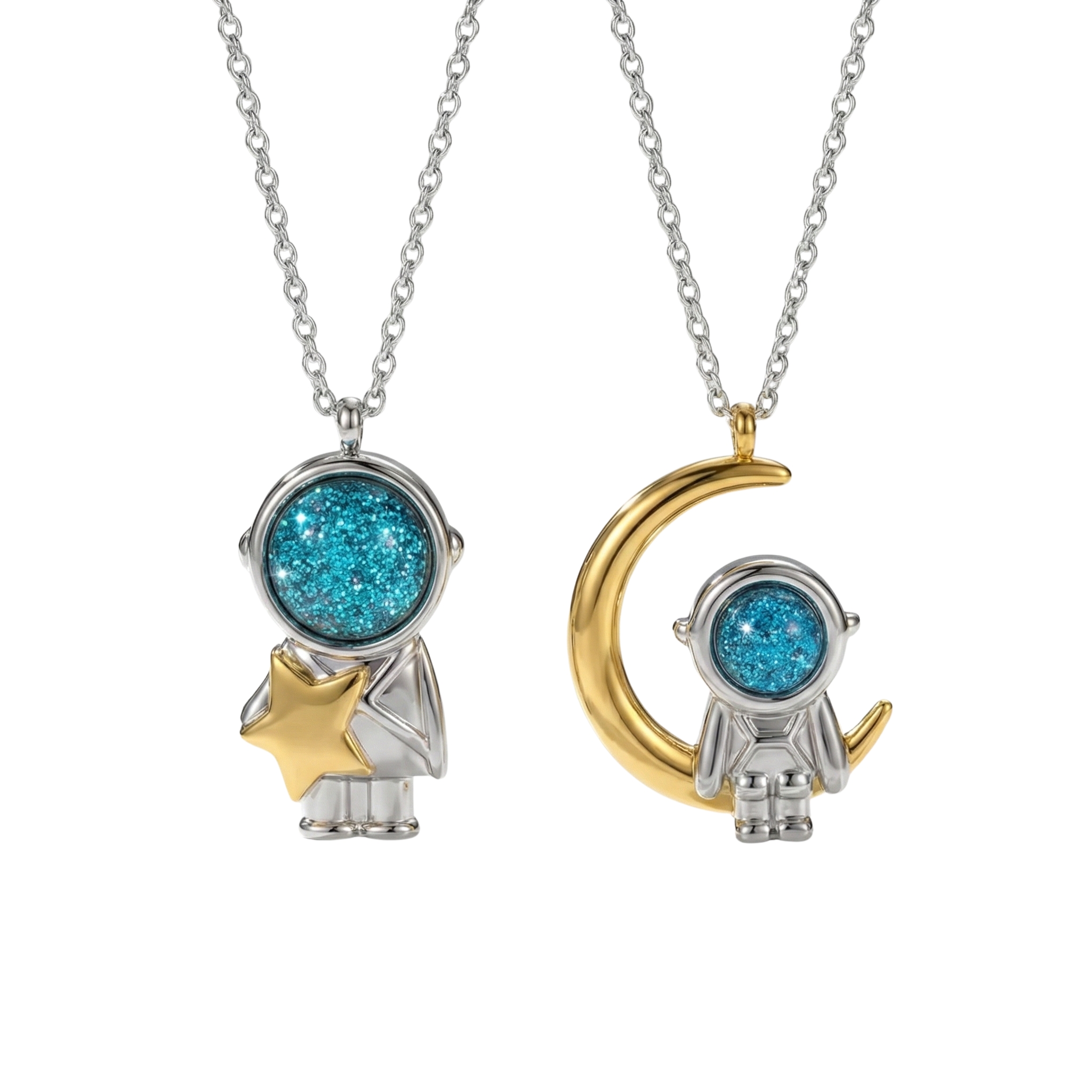 Dúo de Collares Match "Astronautas" - Plata 925