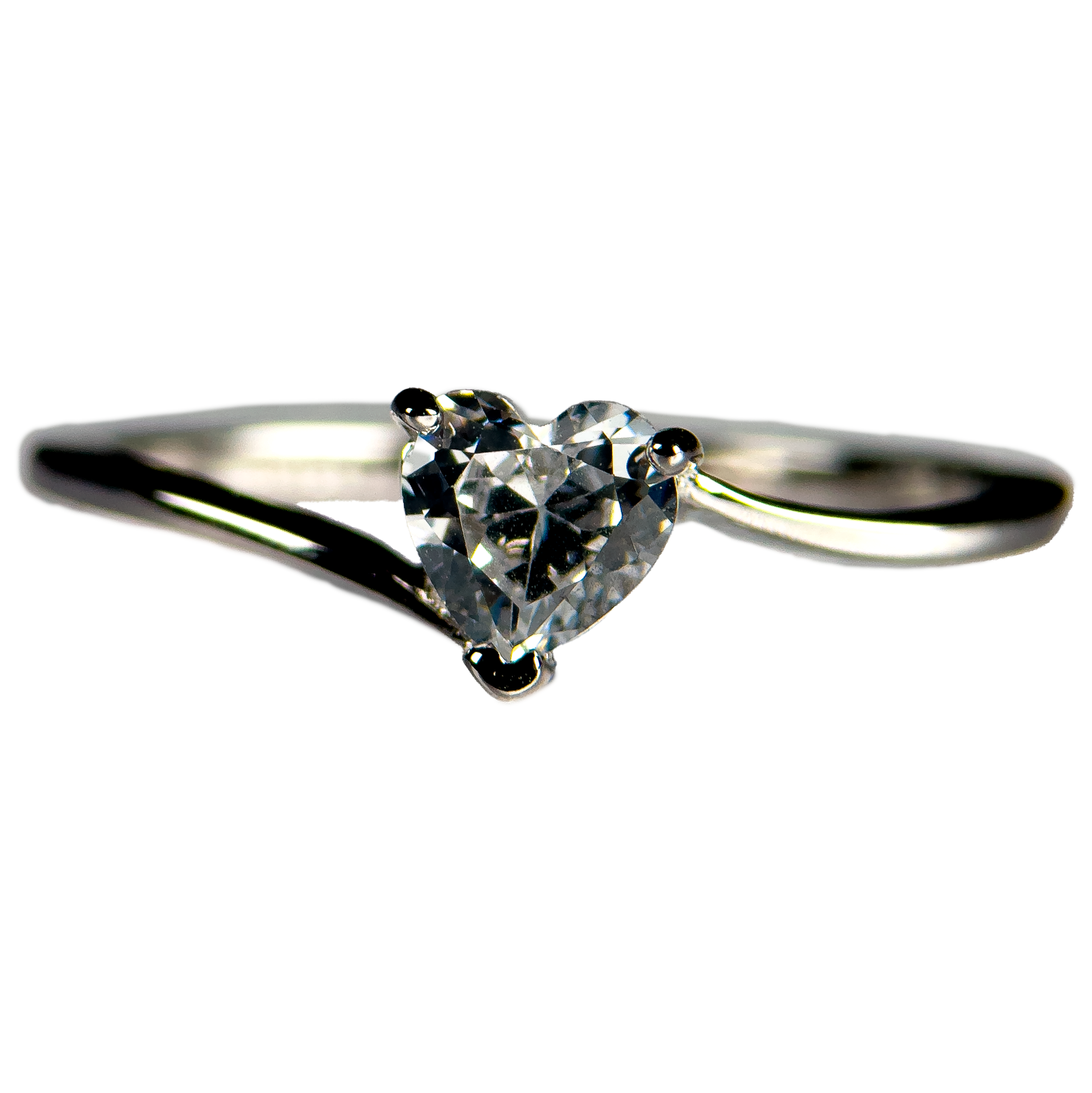 Anillo Solitario Corazon - Moissanita y Plata 925
