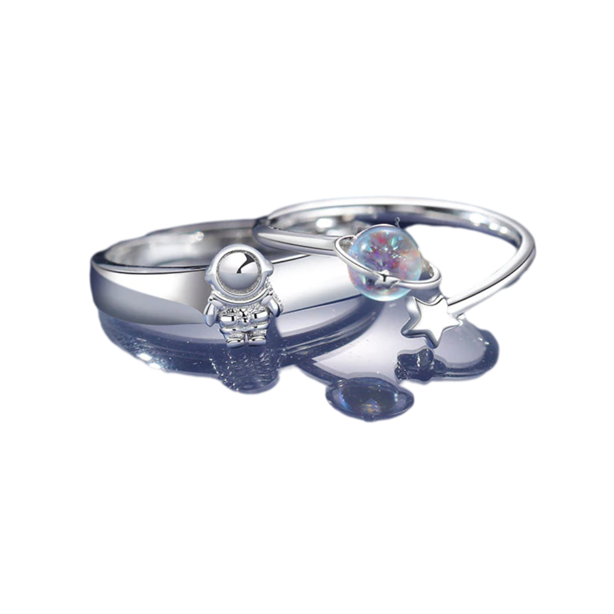 Anillo de promesa Anillos de Promesa Astronauta y Planeta - Moissanita y Plata 925 - Joyería Aceves